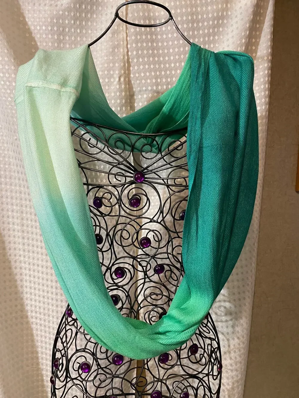 Lightweight Circle Loop/Infinity Scarf in Ombre Green pattern